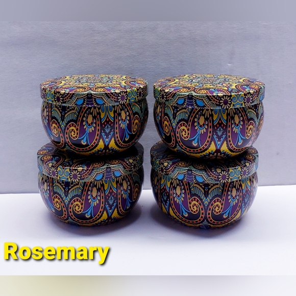 ROSEMARY Scented Mini Tin Jar Soy Wax Candles, Aromatherapy candles, 2oz(4 pack) - Picture 2 of 7